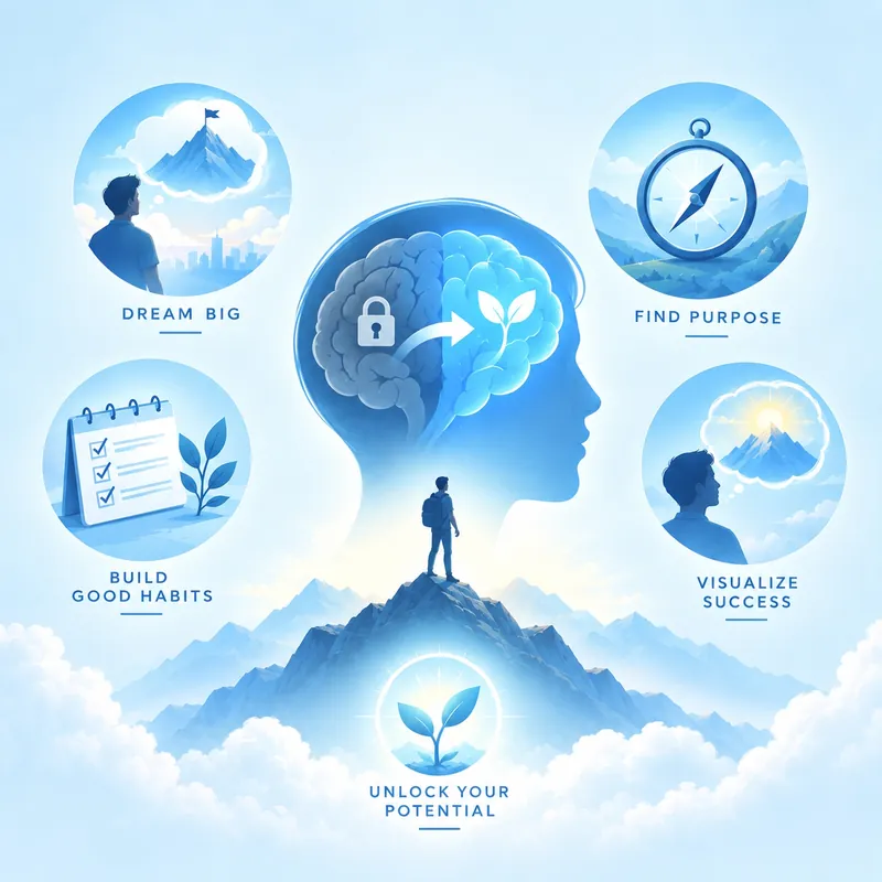Mindset: dream big, find purpose, build good habits, visualize success, unlock your potential